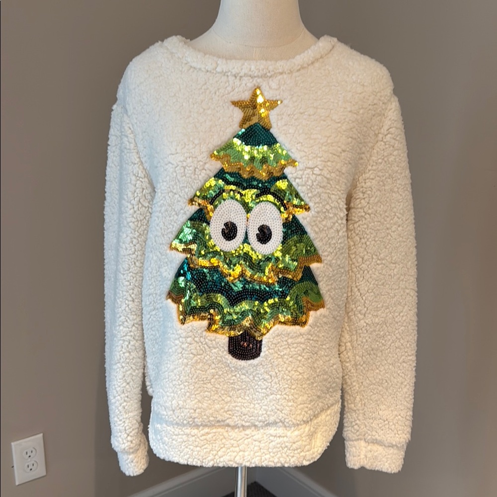 Chance or Fate Green and White Crew Neck Sweater